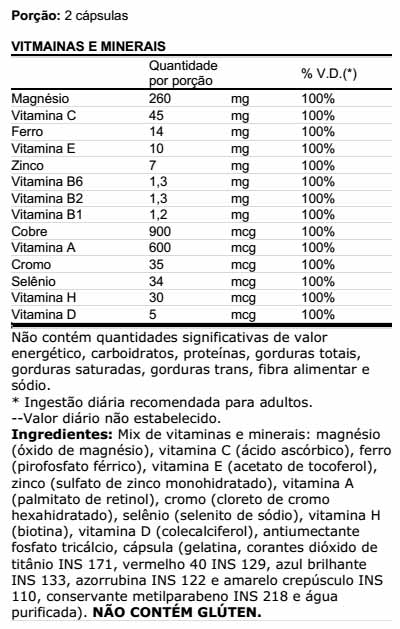 TopWay Suplementos - Multimax Femme 60 Caps - Max Titanium - Tabela Nutricional